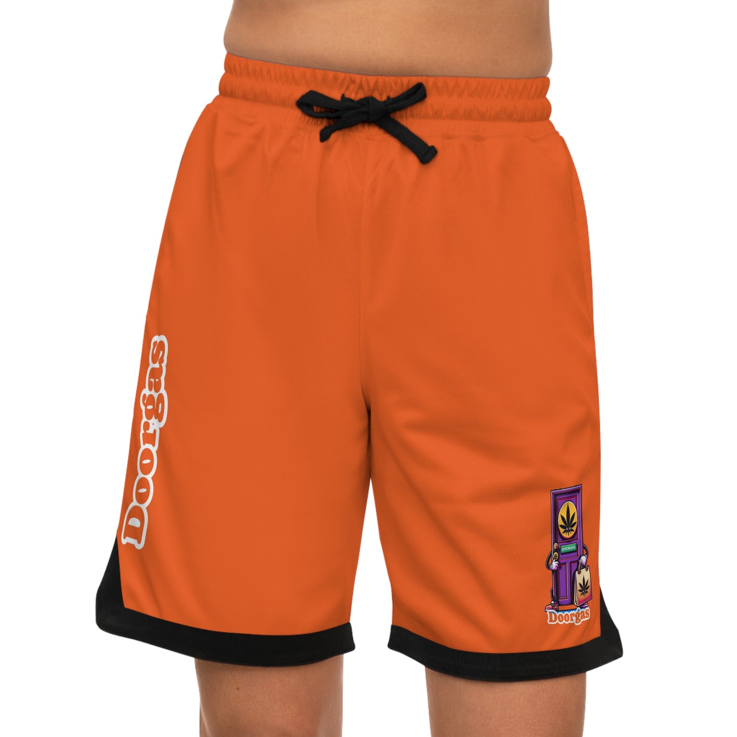DOORGAS Vibrant Basketball Rib Shorts - Colorful Cannabis Design for Active Lifestyle