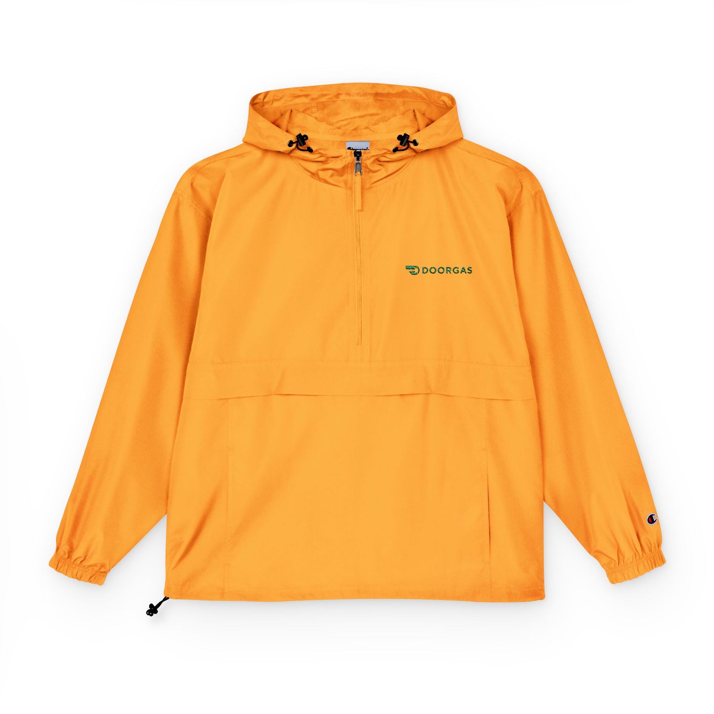 Doorgas Embroidered Driver Packable Anorak Jacket – Lightweight Orange Windbreaker with Hood