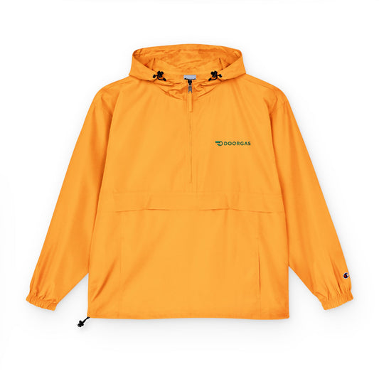 Doorgas Embroidered Driver Packable Anorak Jacket – Lightweight Orange Windbreaker with Hood