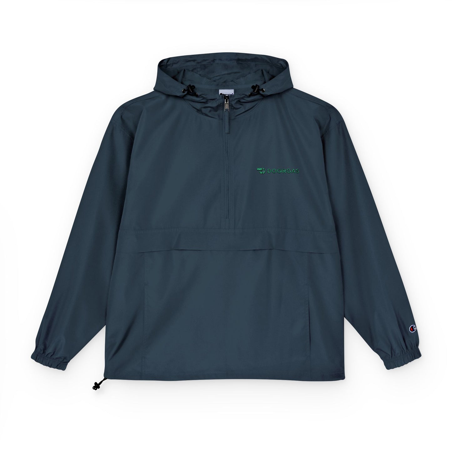 Doorgas Embroidered Driver Packable Anorak Jacket – Lightweight Orange Windbreaker with Hood