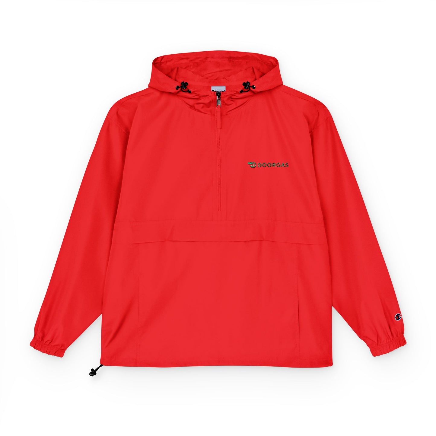 Doorgas Embroidered Driver Packable Anorak Jacket – Lightweight Orange Windbreaker with Hood