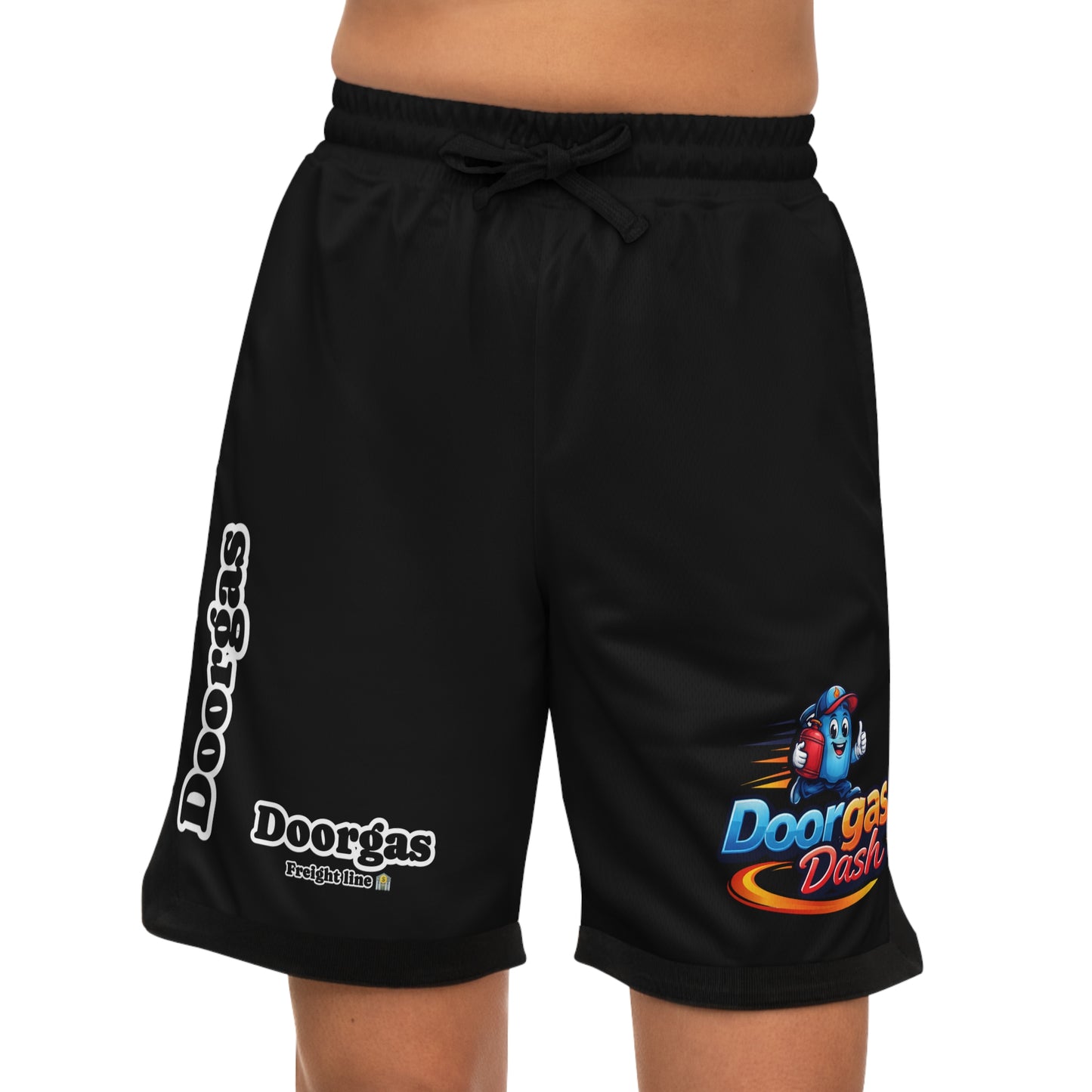 DOORGAS BLk -Vibrant Basketball Rib Shorts - Colorful Cannabis Design for Active Lifestyle